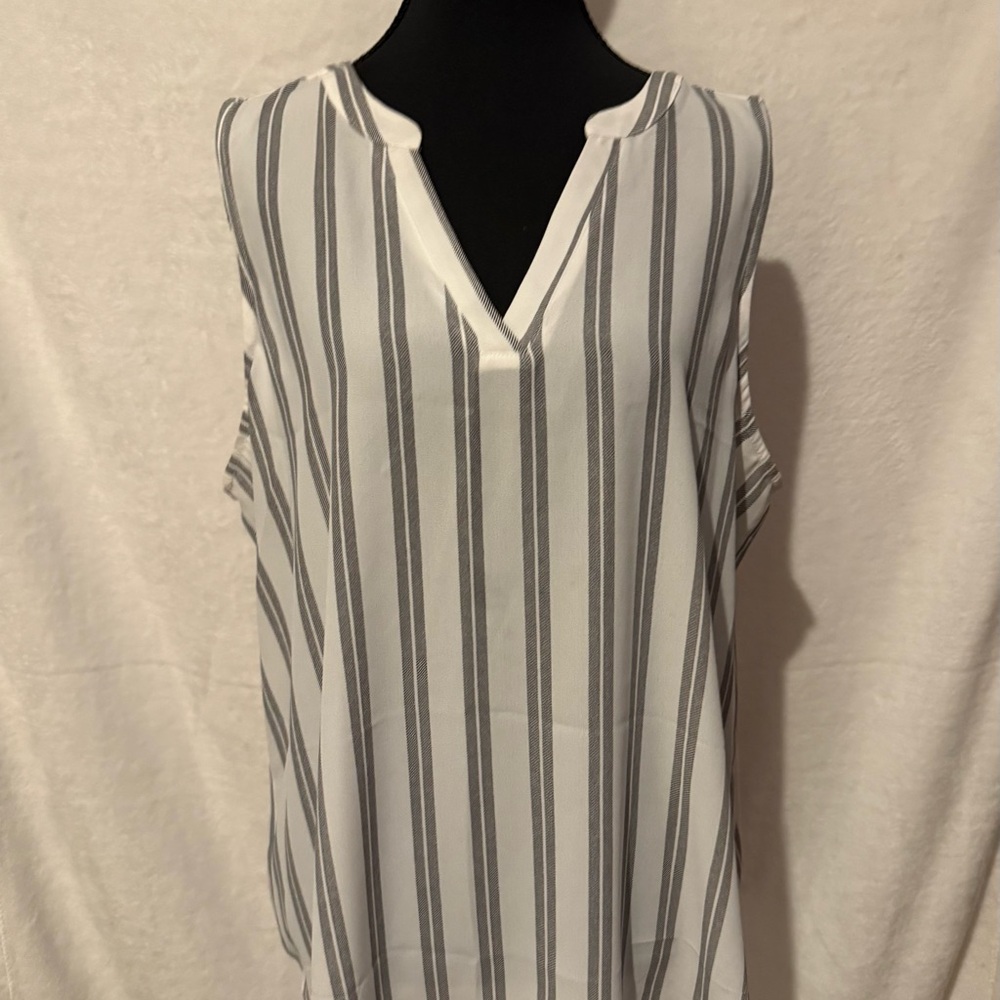 Striped Gray and White Women's Top